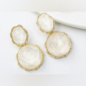 White Geometric Earrings